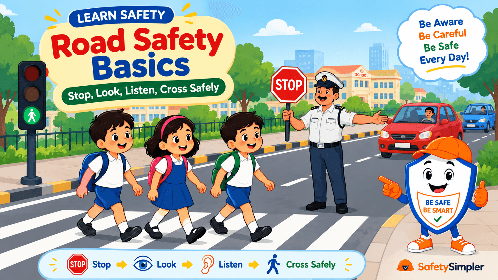 Road Safety Basics: Stop, Look, Listen, Cross Safely